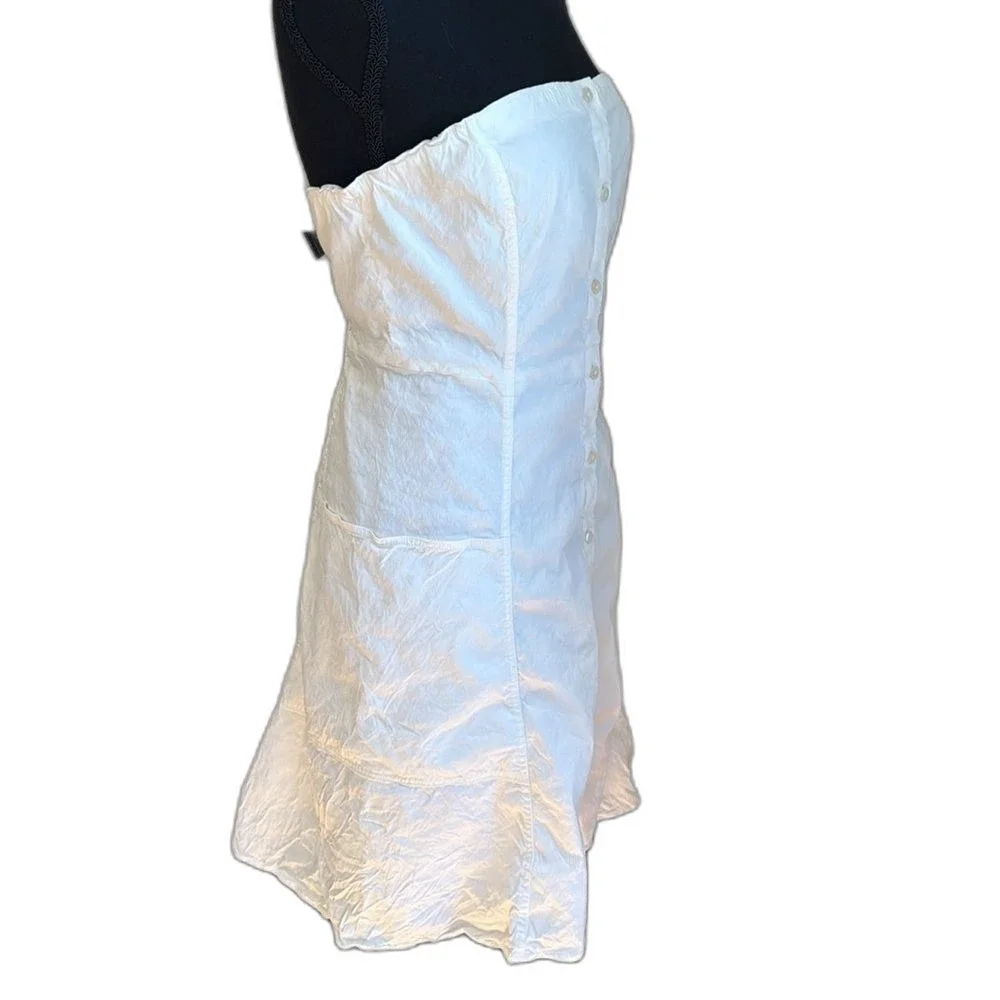 THEORY Kayleigh Good Linen Button Front Linen Blend Midi Dress in White. Size 10 - Picture 4 of 6